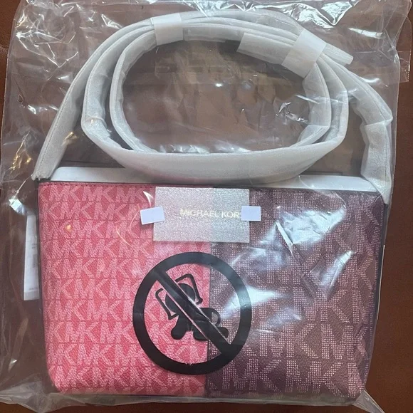 BNIP! MICHAEL KORS, Jet Set Small Two-Tone Logo Crossbody Bag, OXBLD/MLTI 🐂🩸🍉 - Picture 4 of 12